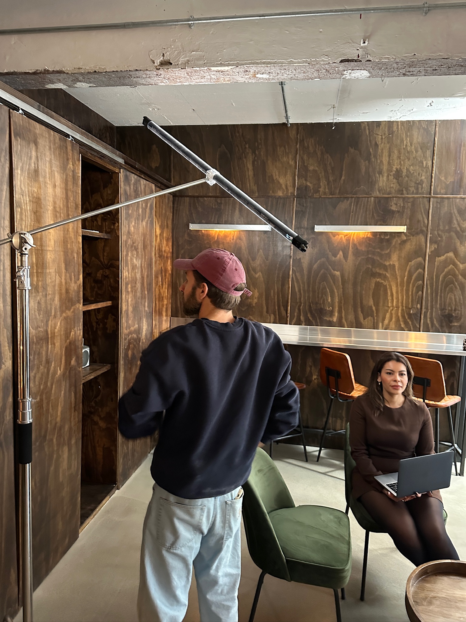 People talking inside a Harbour House studio