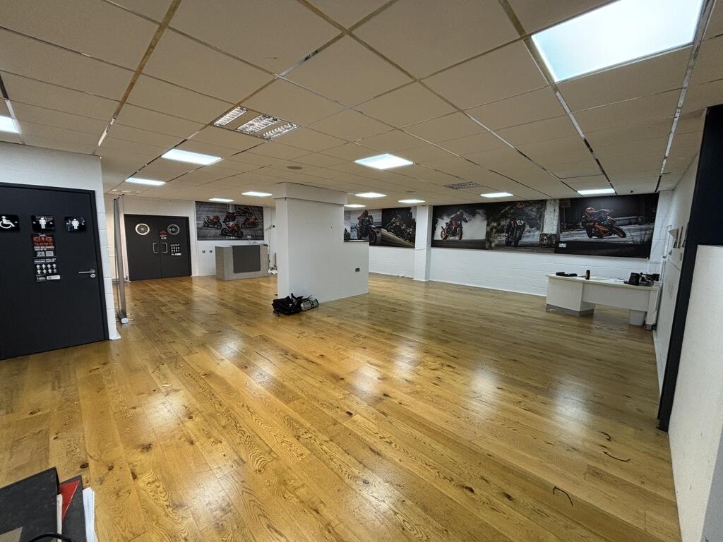 Open showroom floor with timber flooring